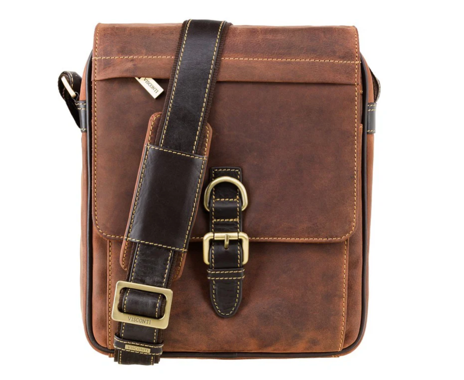 Visconti Leather Bag LINK Tan - Messenger Bag (Medium size)