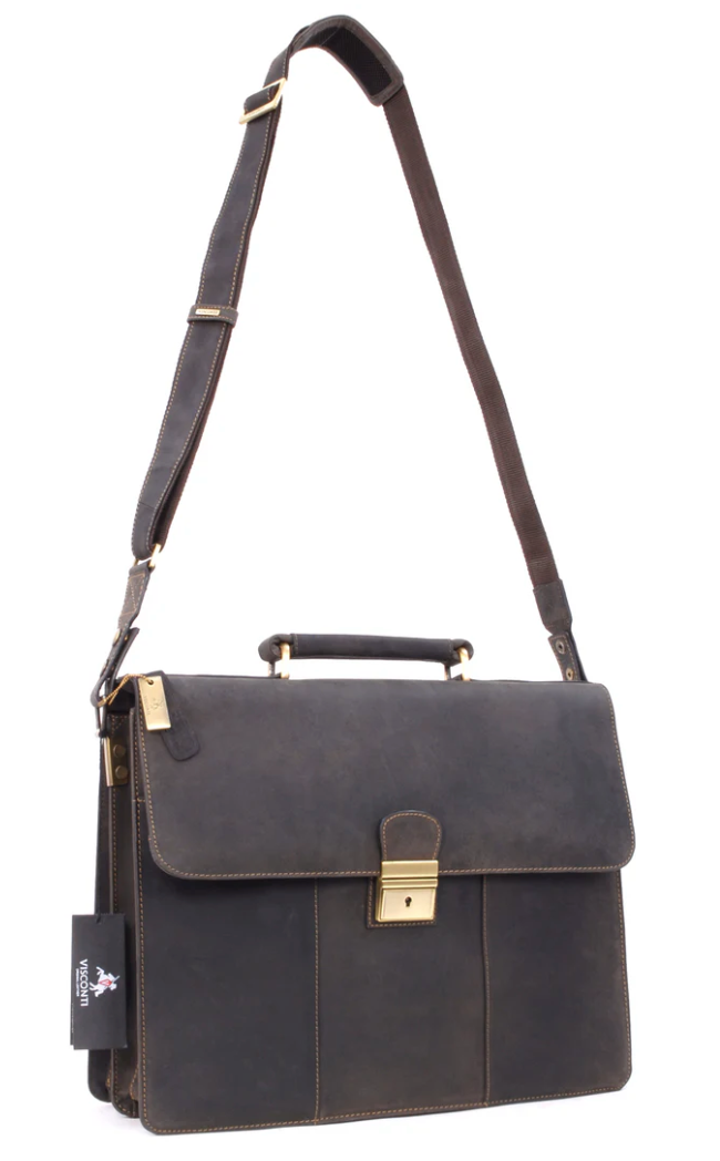 Visconti Leather Bag APOLLO Brown - Messenger Bag BRN (Large size)