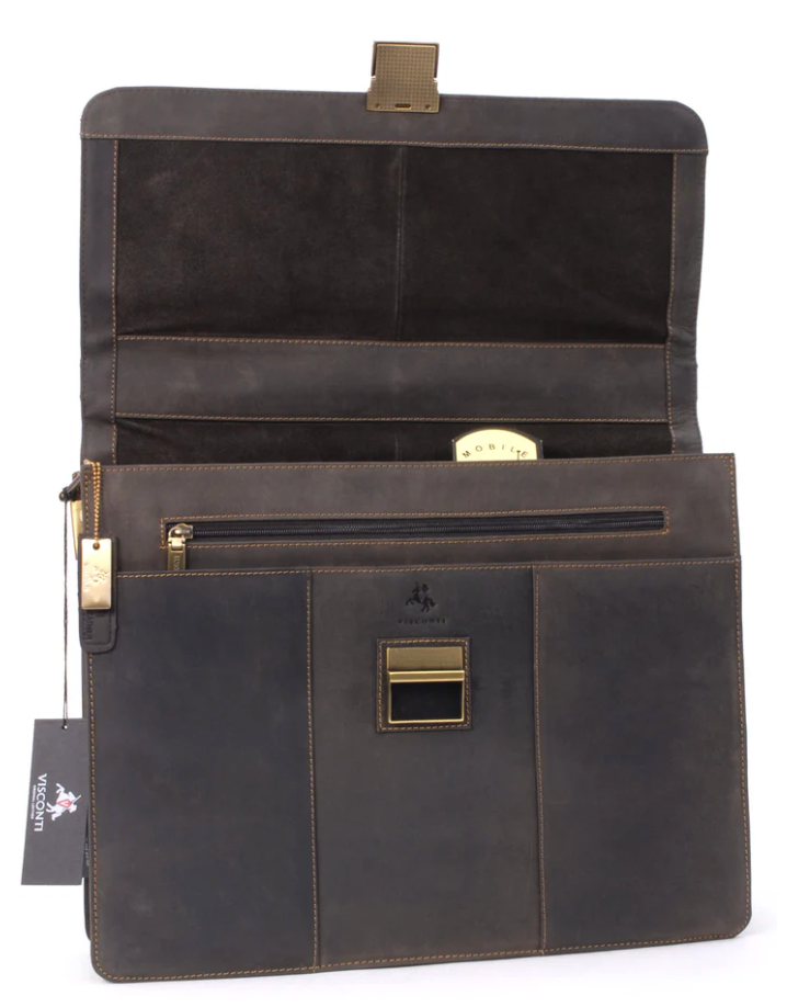 Visconti Leather Bag APOLLO Brown - Messenger Bag BRN (Large size)