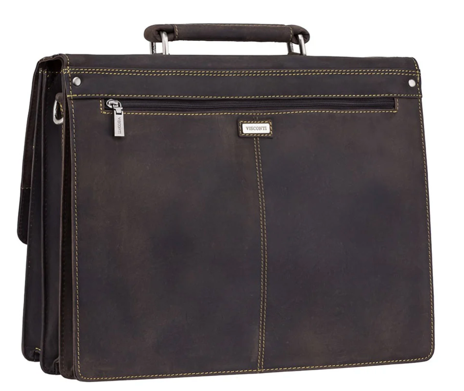 Visconti Leather Bag HERCULES Brown - Shoulder Bag (Large size)