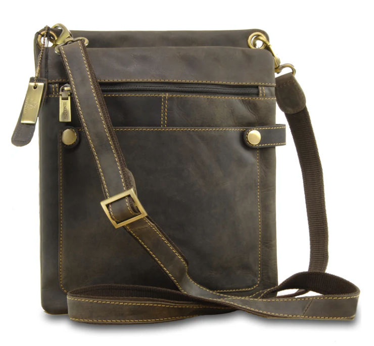 Visconti Leather Bag HEDEN Brown - Cross Body Bag (Medium size)