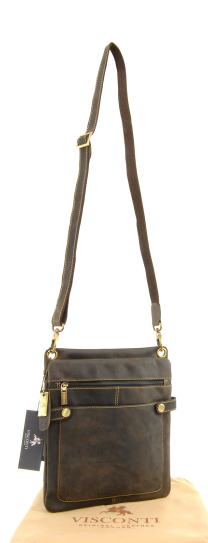 Visconti Leather Bag HEDEN Brown - Cross Body Bag (Medium size)