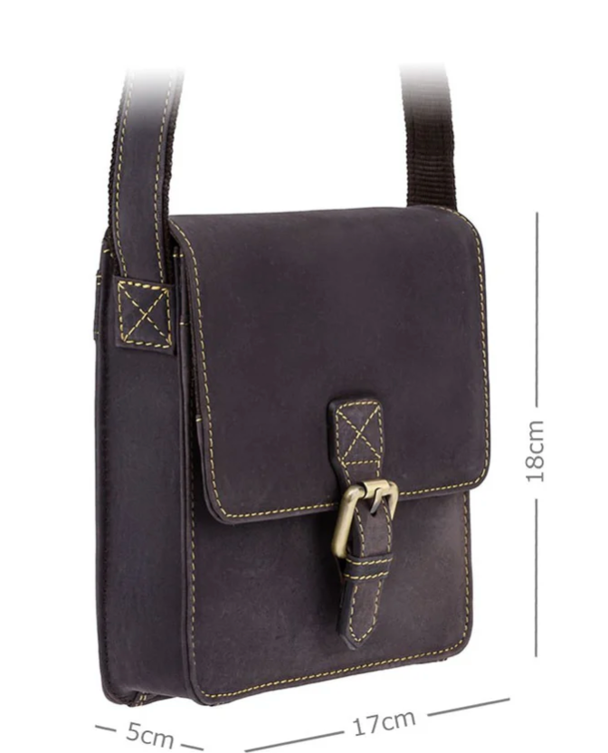 Visconti Leather Bag ROCCA Brown - Shoulder Bag (Small size)
