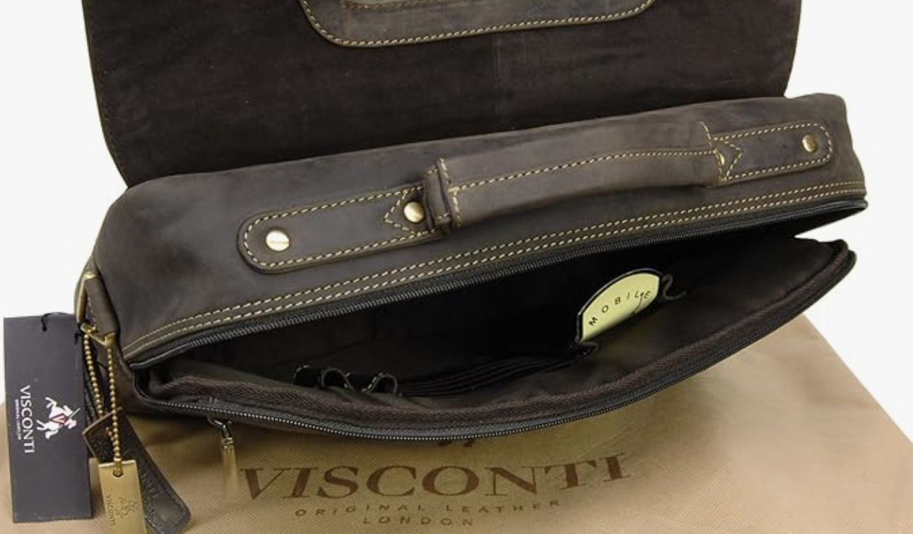 Visconti Leather Bag AUSTIN Brown - Shoulder Bag (Large size)