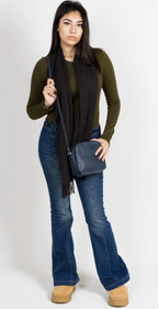 Visconti Leather Bag HOLLY Navy - Shoulder Bag (Small size)