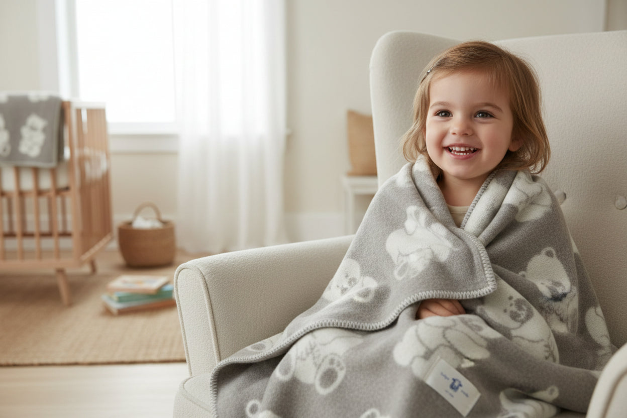 Child Plaid - BEAR - 2 sided - 90% Wool / 10% Cotton