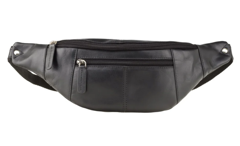 Visconti Leather Bag BUMBAG Black - Hipbag (Small size)