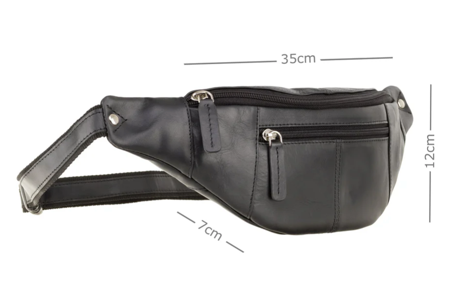Visconti Leather Bag BUMBAG Black - Hipbag (Small size)
