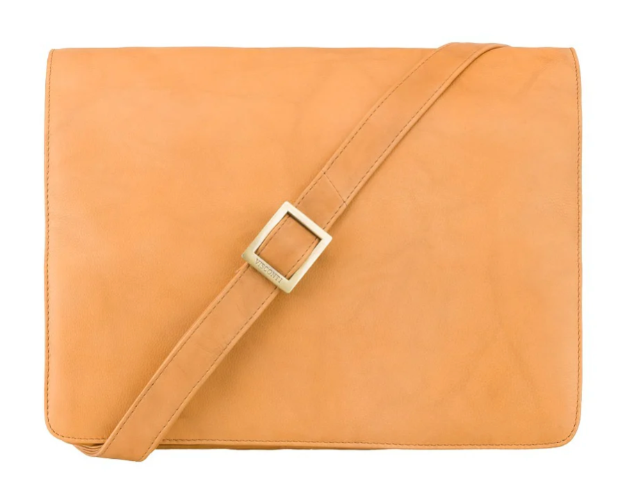 Visconti Leather Bag Tess SAND / RED - Shoulder Bag