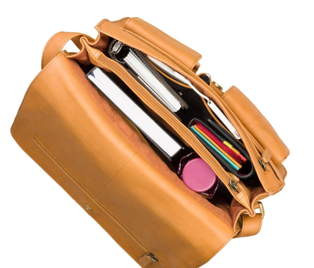 Visconti Leather Bag Tess SAND / RED - Shoulder Bag