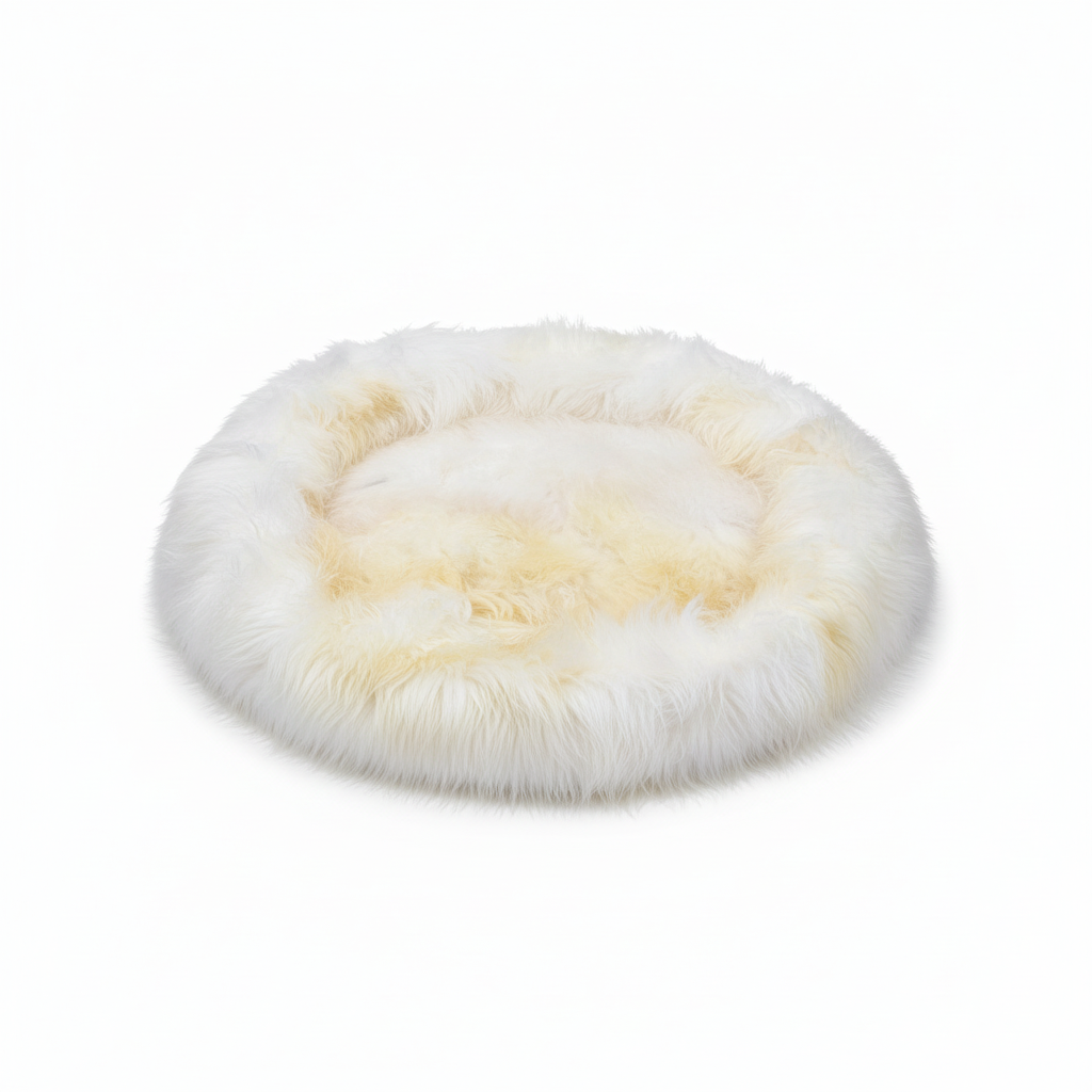 Dog Baskets White - Natural Sheepskin