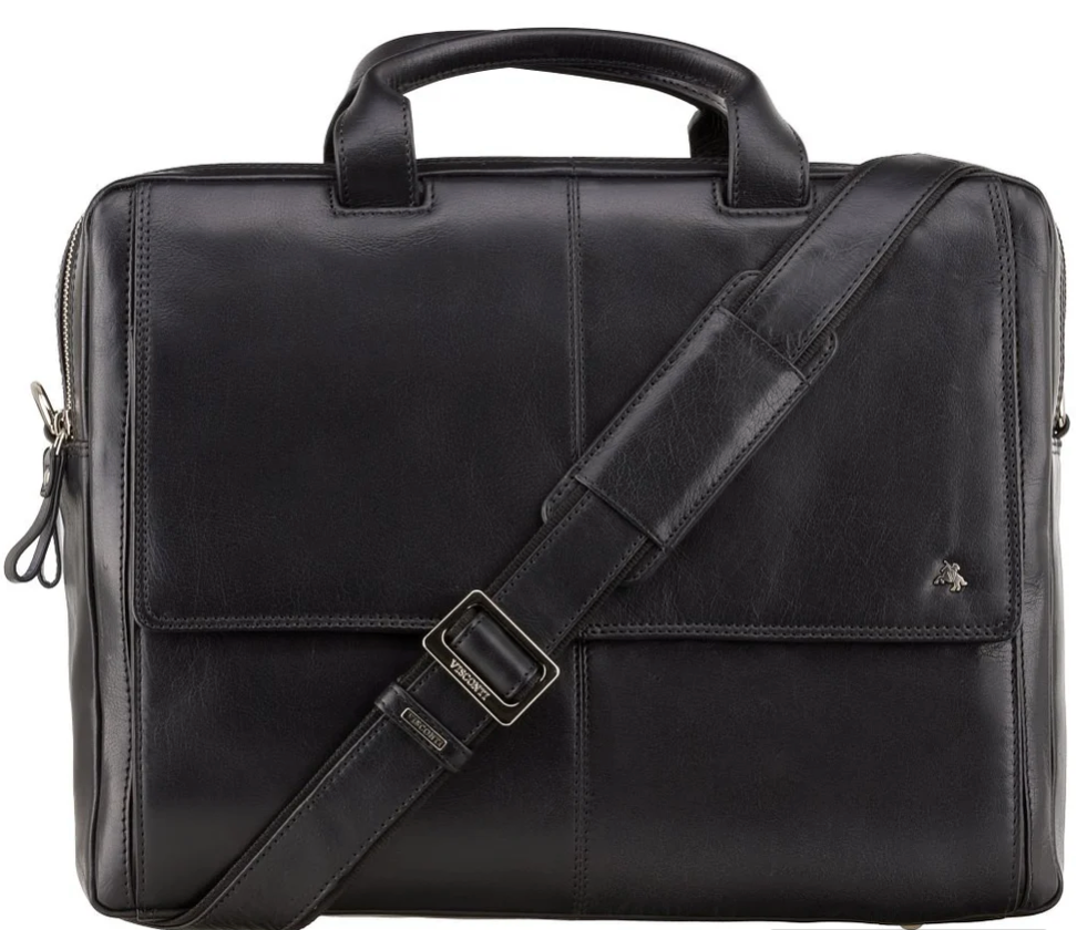 Visconti Leather Bag Anderson Black - Shoulder Bag