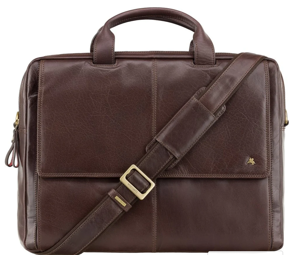 Visconti Leather Bag Anderson Brown - Shoulder Bag