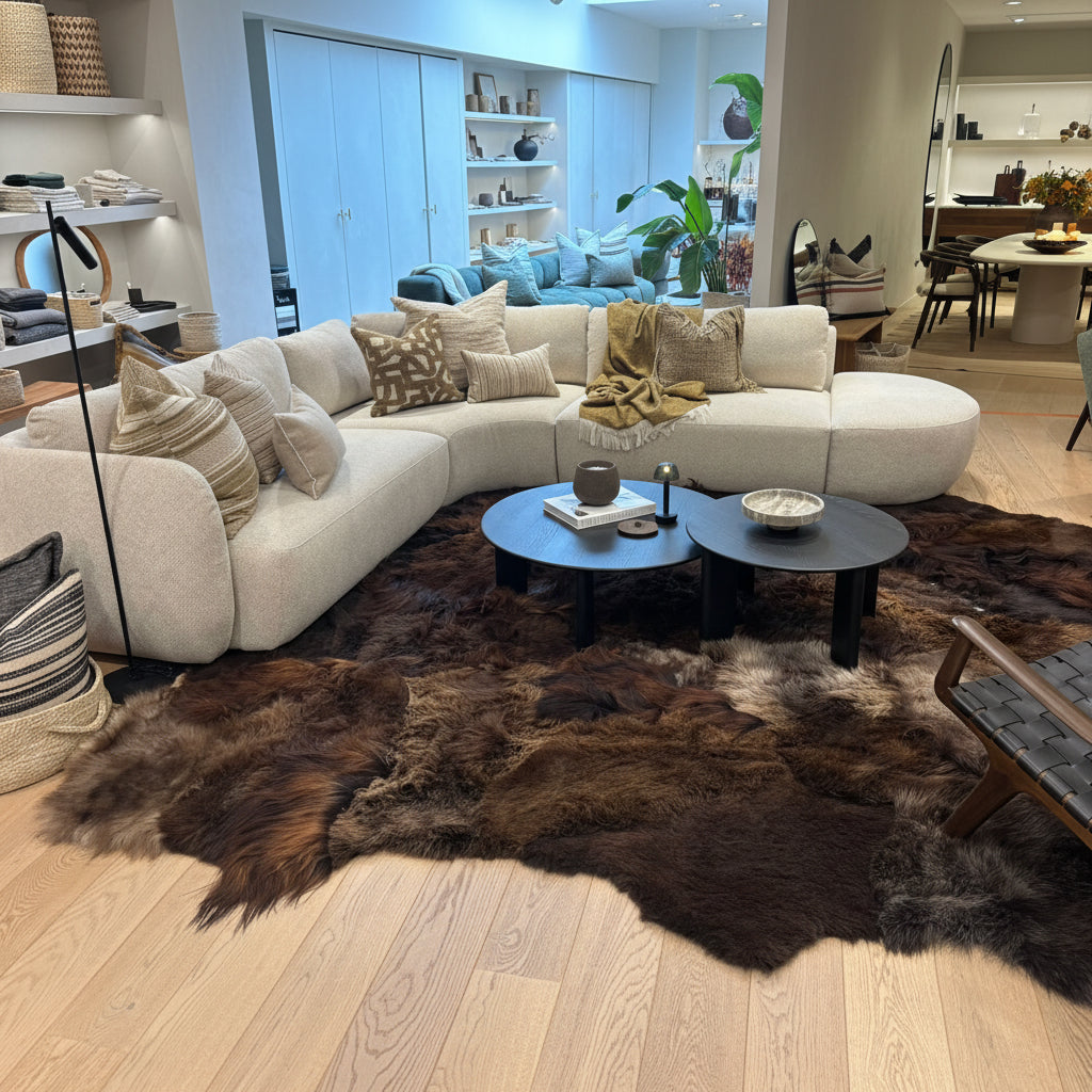 Handmade Natural Sheepskin Rug - Brown Mix