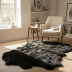 Handmade Natural Sheepskin Rug - Black