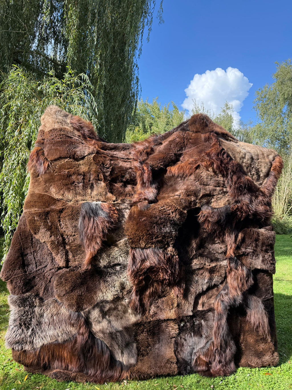 Handmade Natural Sheepskin Rug - Brown Mix